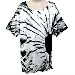 ADRIAN DELAFIELD Tie Dye Shirt Black White Sz XXL